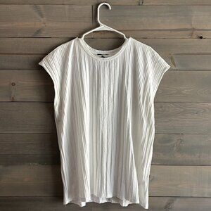 EILEEN FISHER | Women's Crew Neck Stretch Wide Rib Top White Size XL